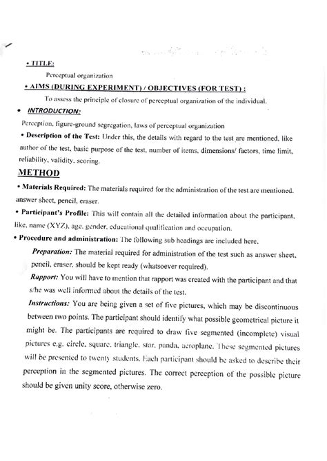PERCEPTUAL ORGANIZATION - TITLE: Perceptual organization AIMS (DURING ...