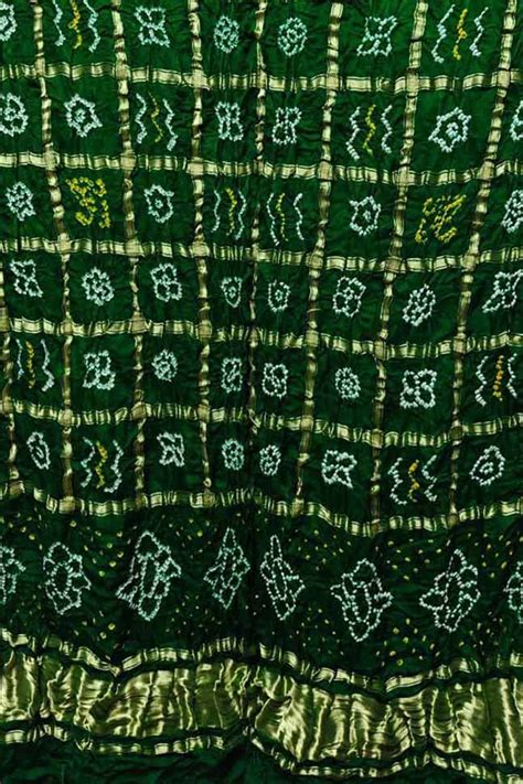 Green Bandhani Gajji Silk Gharchola Dupatta