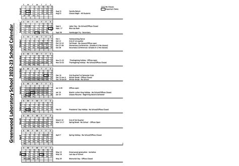 School Calendar | Greenwood Laboratory School