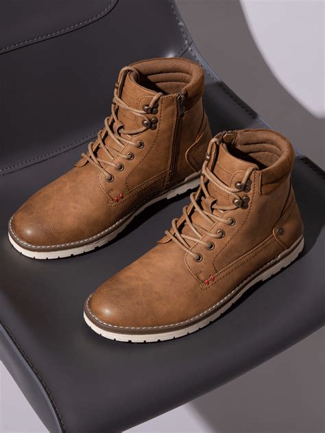 SHOESMALL Vostey Men's Boots Hiking Boots for Men Casual Boots Mens ...