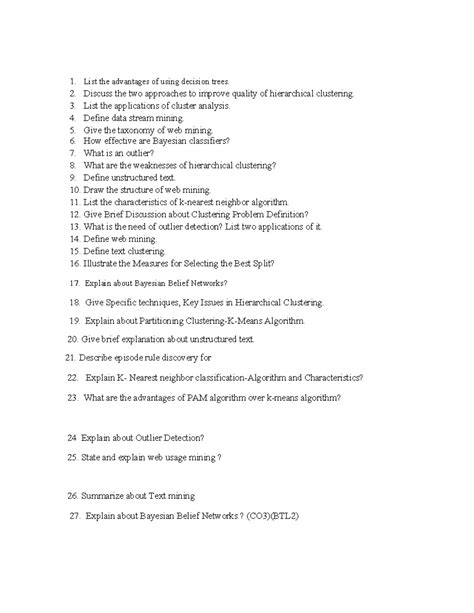 Important questions - Notes - 1. List the advantages of using decision ...