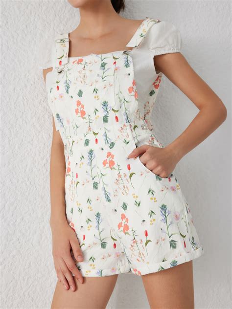 Woven Square Neck Floral Romper For School Picnic Daily Casual