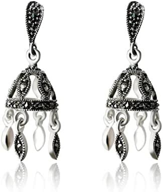 INARI SHINES 925 Oxidized Silver Classic Jhumki Earrings | Marcasite ...