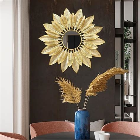 30 Inches Metal Flower Design Round Wall Mirror – ArtyCraftz - Online ...