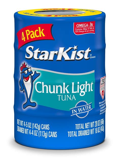Amazon.com : StarKist Chunk Light Tuna in Water - 5 oz Can (Pack of 4 ...