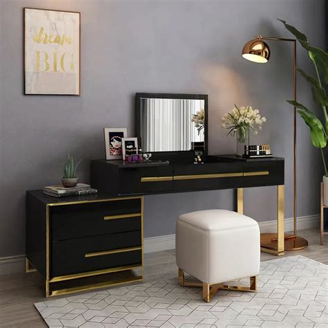 Kittle 2-in-1 Makeup Vanity with Flip Top Mirror & 4 Drawers Modern ...