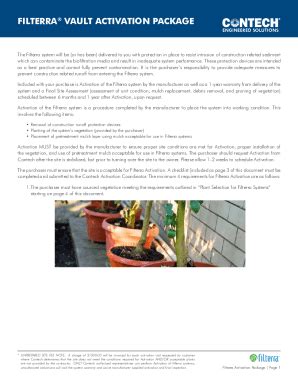 Fillable Online FILTERRA VAULT ACTIVATION PACKAGE Fax Email Print ...