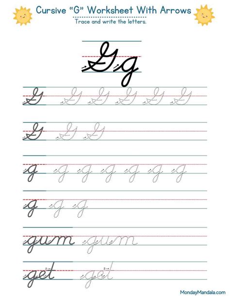 10 Cursive G Worksheets (Free Letter Writing Printables)