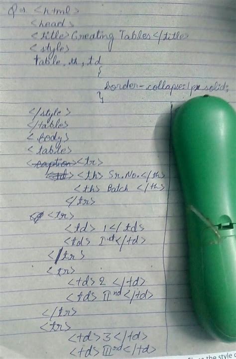 write an html program for this table - Brainly.in