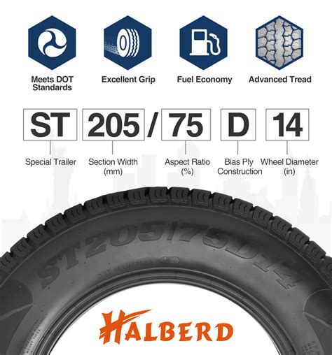 HALBERD 6PR ST215/75D14 14in Trailer Tires, Load Range C, Fuel-saving ...