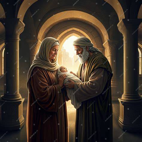 Simeon Anna Bible Temple Meeting Baby AI-generated image 2563516483 ...
