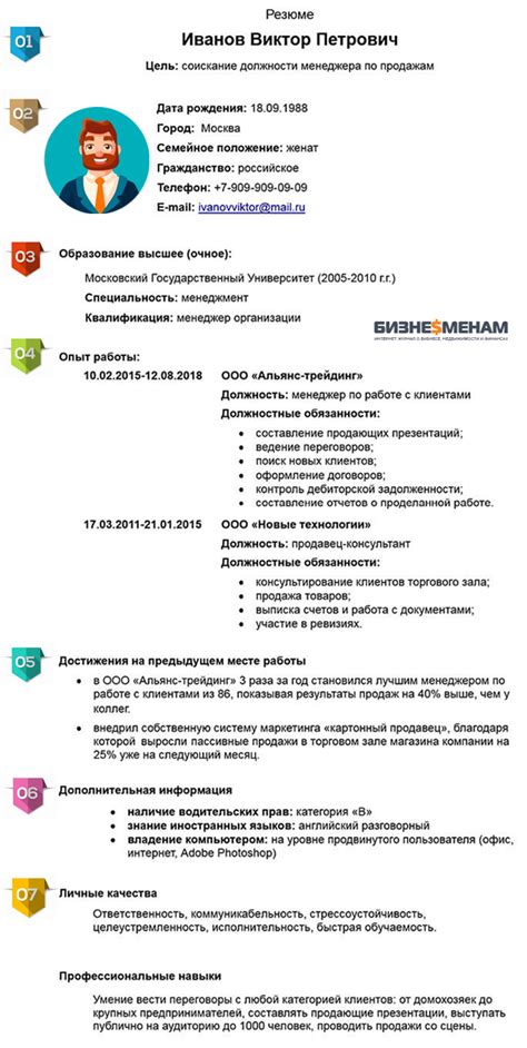 Как составить резюме для устройства на работу: образец, шаблон, пример ...