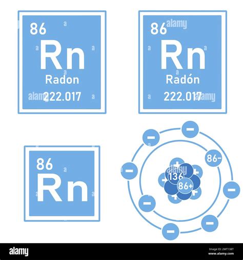Blue icon of the element radon of the periodic table with ...