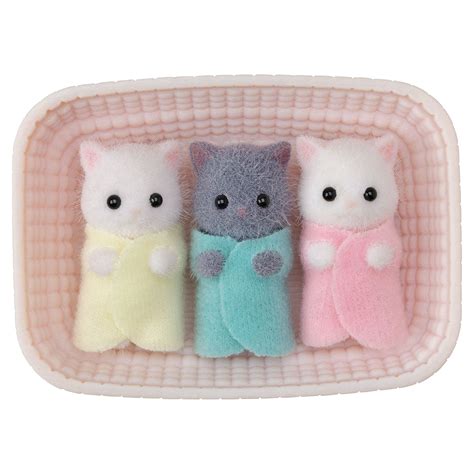 Calico Critters Persian Cat Triplets, 3 Doll Figures with Cradle, Ages ...