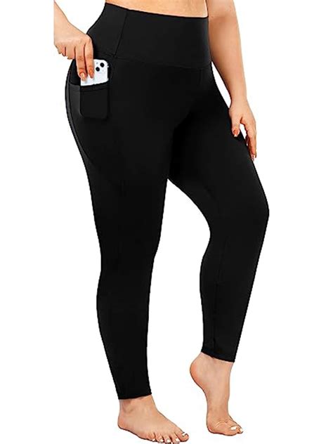 Nausy Women's High Waist Yoga Pants, Plus Size Leggings with Pockets ...