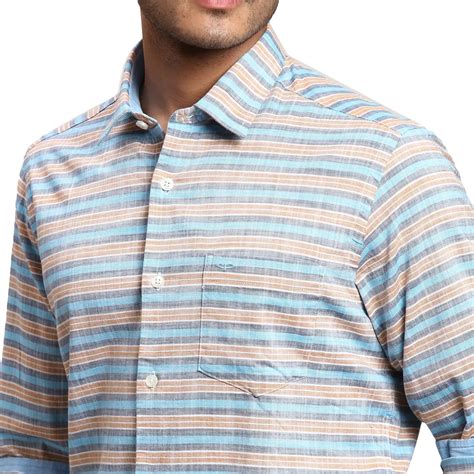 Men Blue Contemporary Fit Barre Cotton Full Sleeve Shirts – MyRaymond