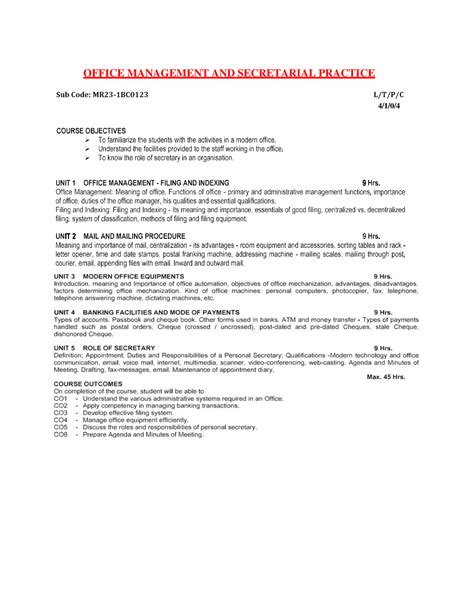 Full notes Office Management & Secretarial Practice [MR23-1HS0107 ...