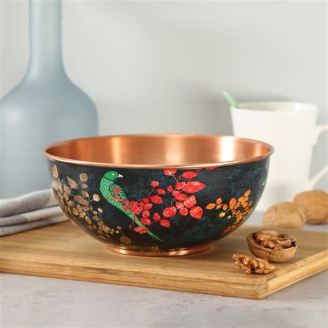Buy INDIA CIRCUS Parrots of the Night Copper Printed Serving Bowl - 1 ...