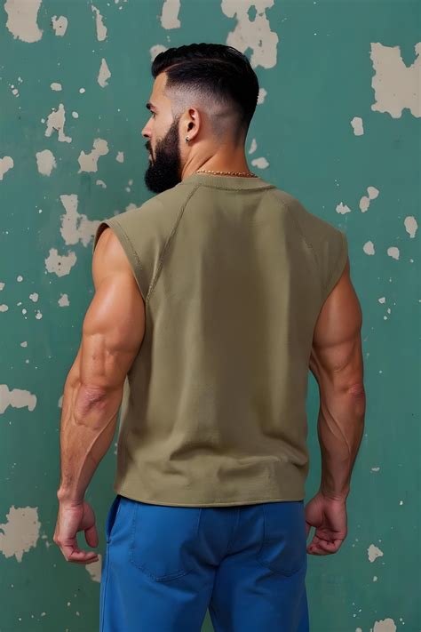 Army Green - T107 - Pumping Iron - Gym Vintage Cut Offs – Strong Soul