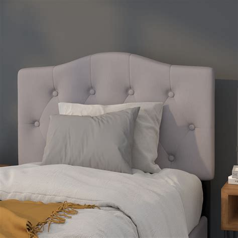 Emma + Oliver Arched Button Tufted Twin Size Headboard in Light Gray ...