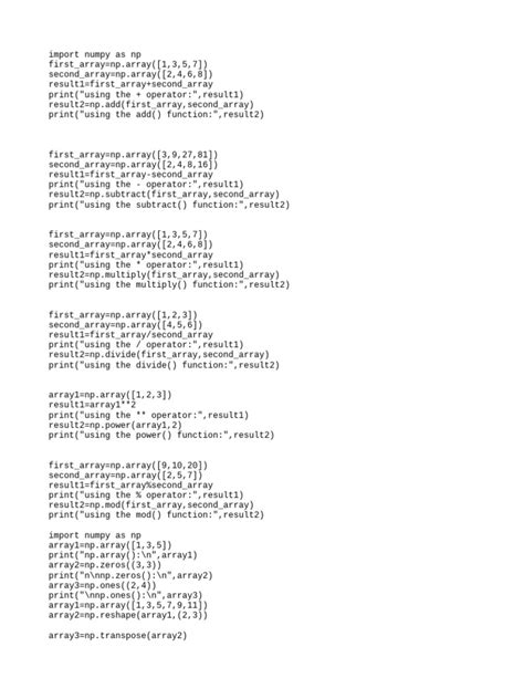 Image result for Basic Numpy Programs in Python