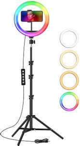 FLAMPER 10 inch RGB Led Ring Light & Tripod Stand & Phone Holder for ...