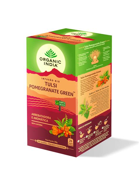 Tulsi Pomegranate Green Tea Organic India energizante antiox