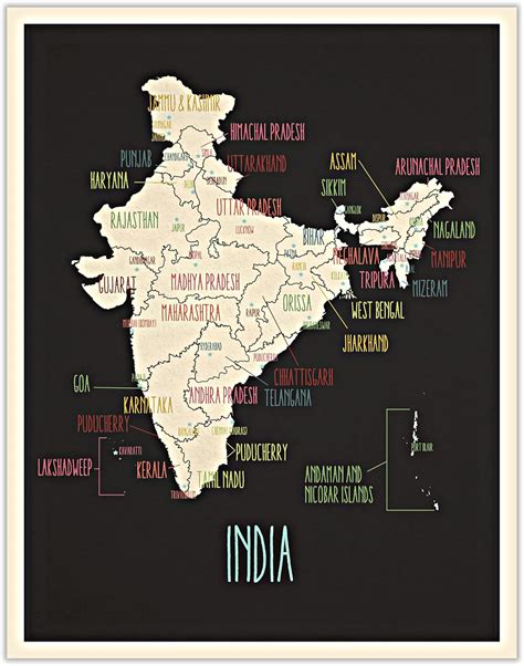 Buy Kindred Sol Collective Map Of India - India Wall Map Art Poster (11 ...