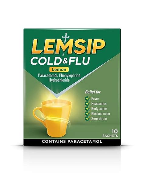 Buy Lemsip Original Strength Cold + Flu Lemon Hot Drink 10 sachets ...