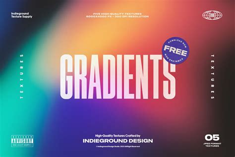 Free Gradient Textures | 5 Backgrounds JPEGs | Indieground