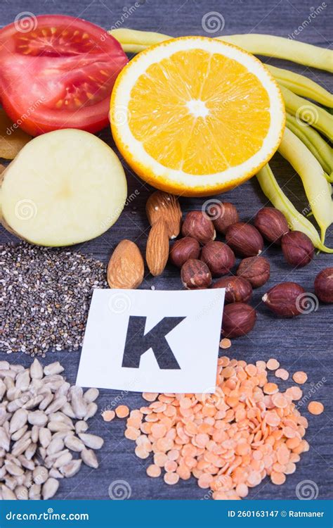 Various Ingredients As Source Natural Minerals, Potassium, Vitamin K ...