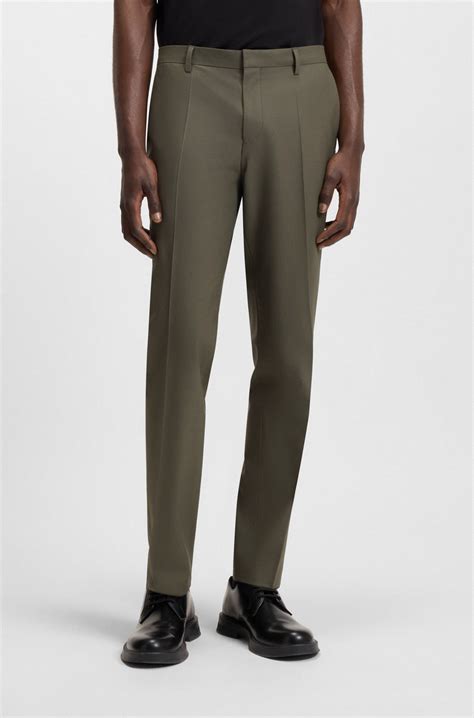 HUGO - Slim-fit suit in a performance-stretch wool blend - Olive
