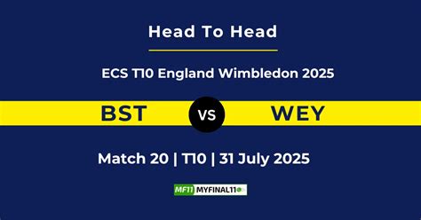 BST vs WEY Player Battle & Head to Head Team Stats - ECS T10 England 2025