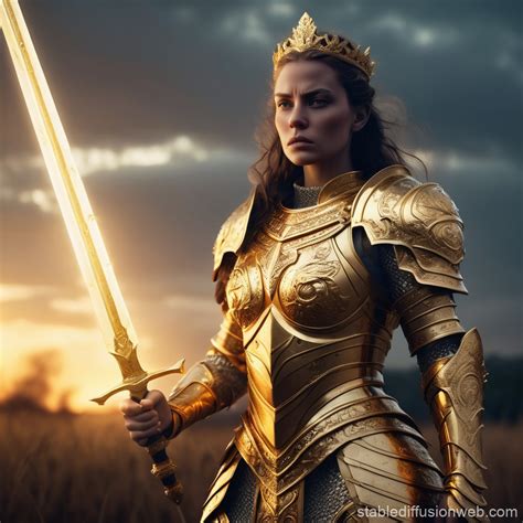 Fearless Warrior Queen in Dawn Battlefield | Stable Diffusion Online