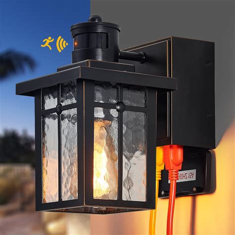 Myhaptim Porch Lights with GFCI Outlet,Dusk to Dawn Motion Sensor ...