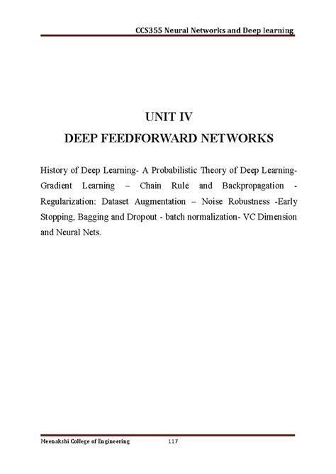 CCS355 Neural Networks & Deep Learning: Unit IV - Deep Feedforward ...