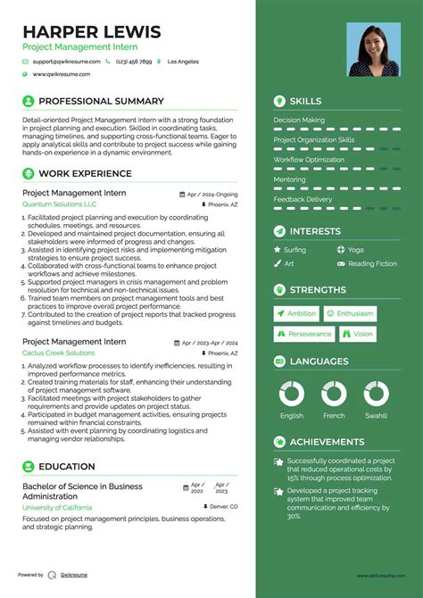 10+ Project Management Intern Resume Samples & Templates for 2025
