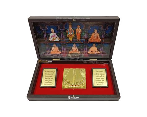 GoldGiftIdeas 24K Gold Plated BAPS Swaminarayan Photo Frame with Charan ...