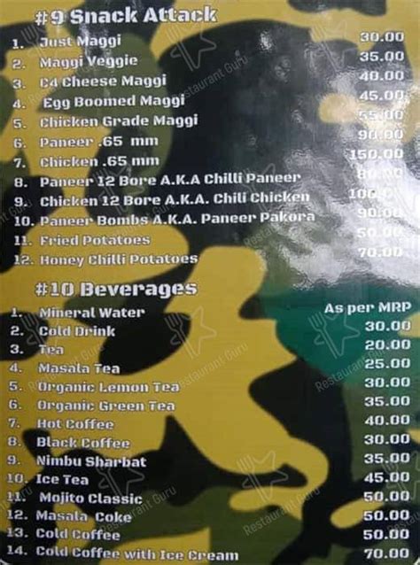 Menu at Cafe Camp Alpha, Lucknow