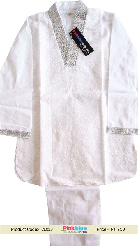 Buy Elegant White Traditional Diwali Kurta Pajama With Stylish Neck