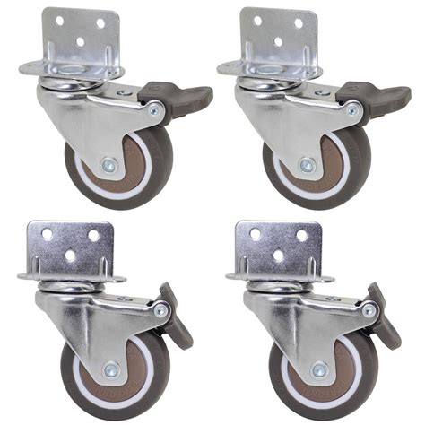 Dr.Luck 2 Inch L-Shaped Plate Swivel Caster w/Brake, 5 Holes L-Clip ...
