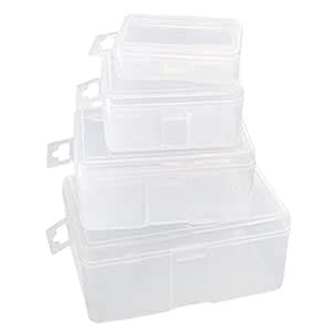 Generic Set of 4 Transparent Plastic Fishing Tackle Box Lures Hooks ...