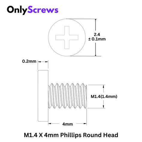 M1.4 X 4mm Phillips Round head Laptop and Mobile Screw (Dia. 1.4mm, Le ...