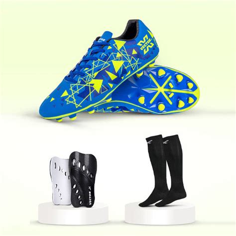 Vector X Nitrate Football Shoes Combo for Men with Shin Guards & Socks
