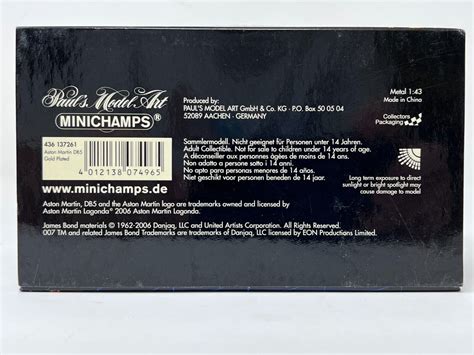 1/43 Minichamps 007 Bond Collection Aston Martin DB5 Gold Plated (e37 ...