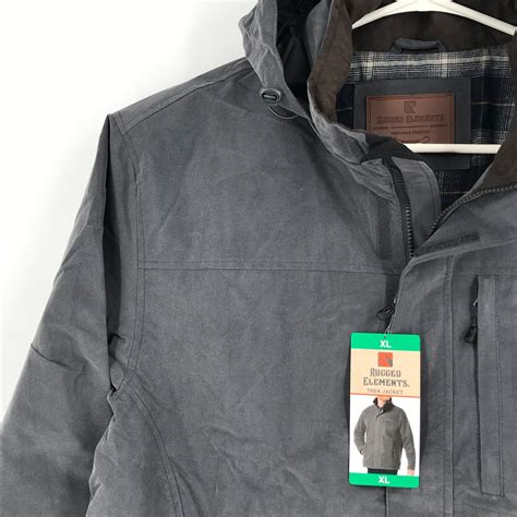 Rugged Elements Mens Jacket XL Gray Full Zip Hooded Wind Water Resistant Lined | eBay