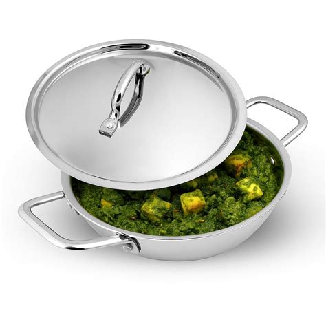 LiMETRO STEEL Premium Series Triply Stainless Steel Kadai with Lid 1.5 ...