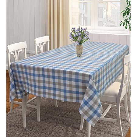 Buy AIRWILL 100% Cotton Checkered Pattern 4 Seater Square Table Cover ...