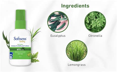 Softsens Baby Natural Mosquito Repellent Spray with Eucalyptus ...