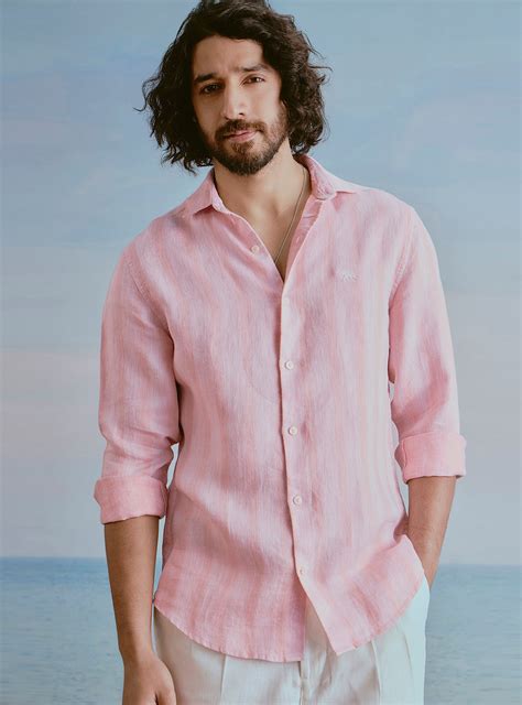 Buy Blush Pink Linen Structure Shirt | Casual Pink Structure Shirt for ...